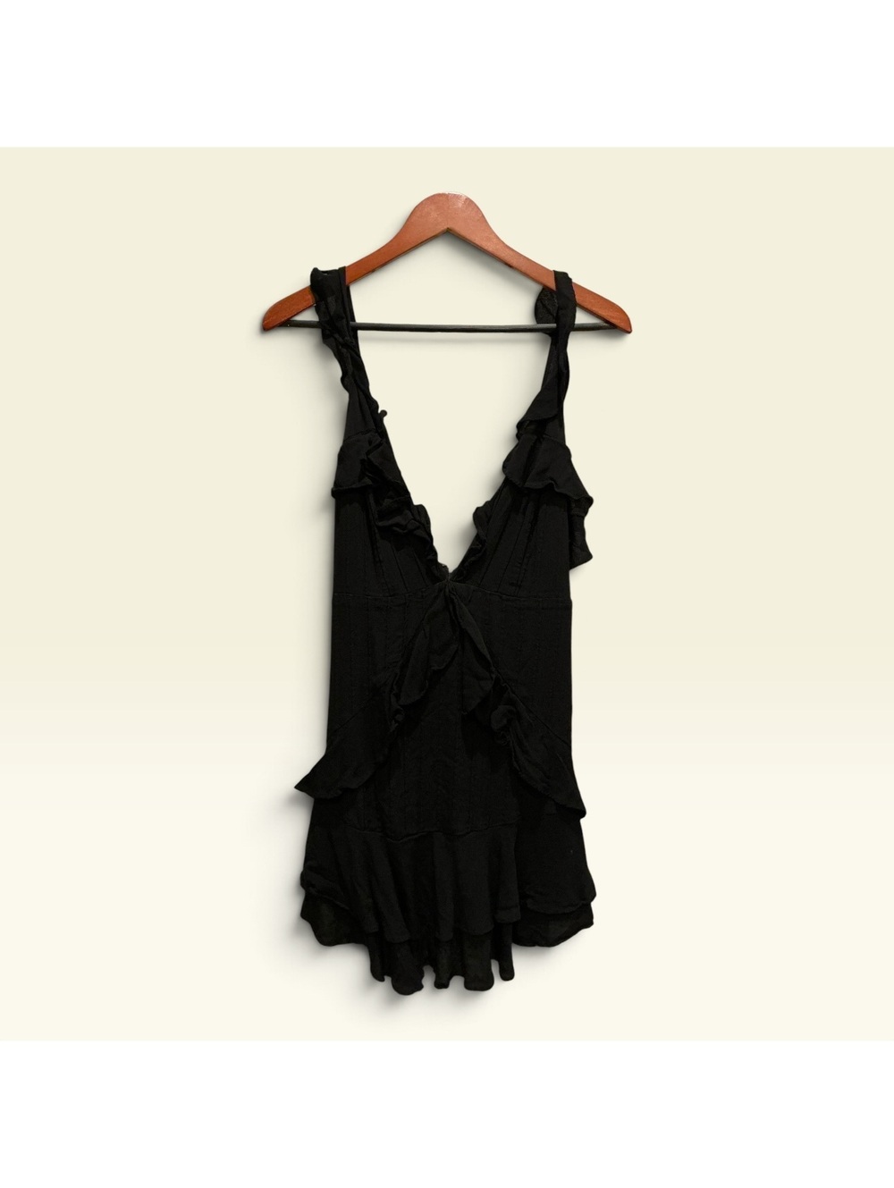 Free People Black Ruffled One-Piece Dress - Picture 2 of 7